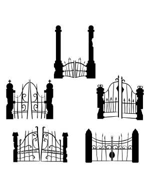Graveyard Gate Silhouette Clip Art