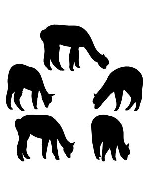 Grazing Alpaca Silhouette Clip Art