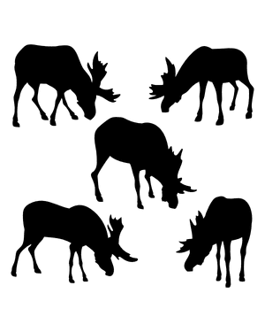 Grazing Moose Silhouette Clip Art