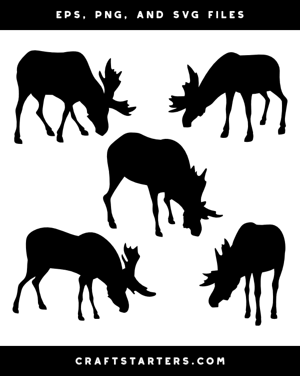 Grazing Moose Silhouette Clip Art