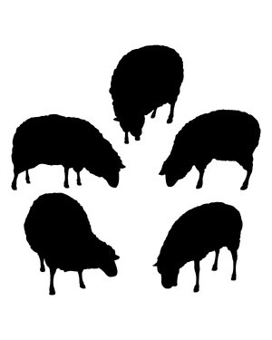 Grazing Sheep Silhouette Clip Art