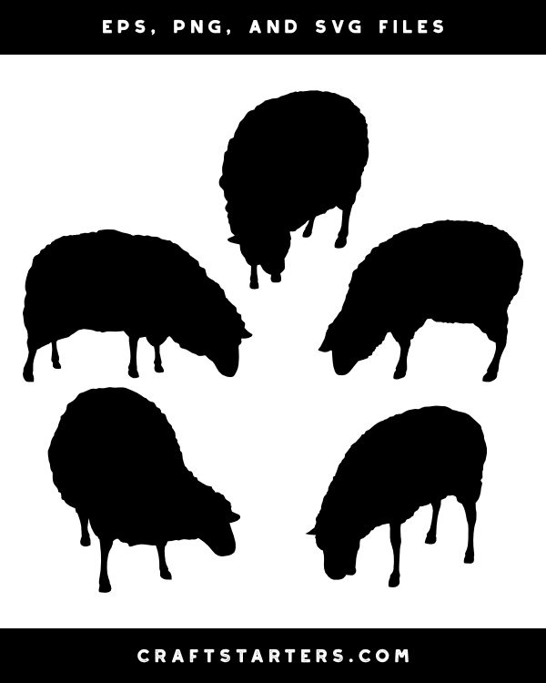 Grazing Sheep Silhouette Clip Art