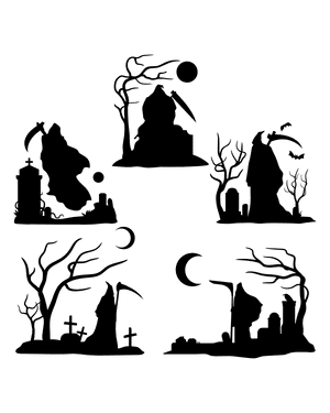 Grim Reaper Scene Silhouette Clip Art