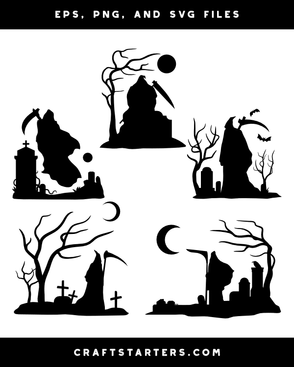 Grim Reaper Scene Silhouette Clip Art