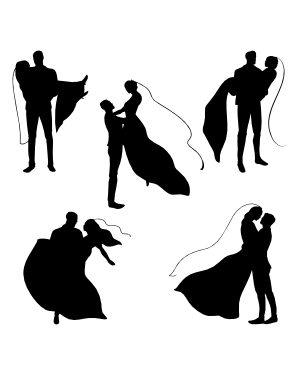 Groom Carrying Bride Silhouette Clip Art
