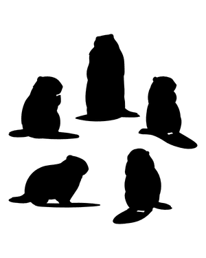 Groundhog and Shadow Silhouette Clip Art
