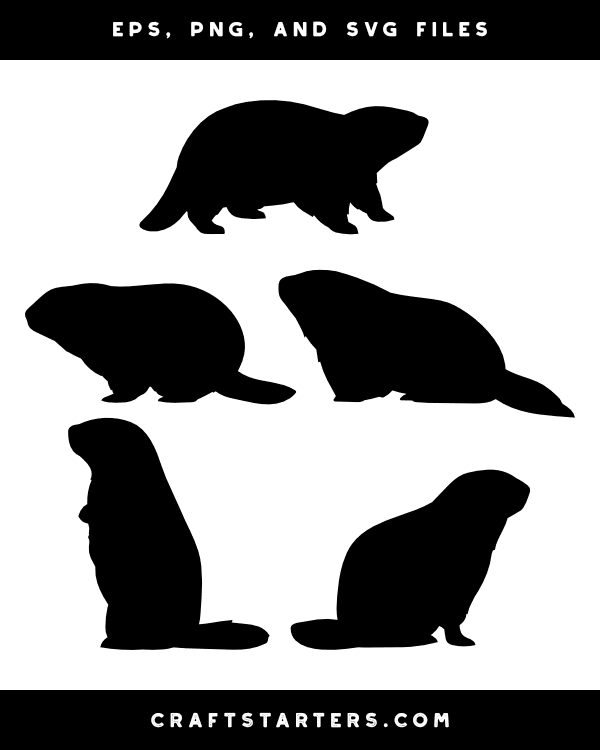 Groundhog Side View Silhouette Clip Art