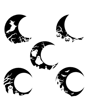 Halloween Crescent Moon Silhouette Clip Art