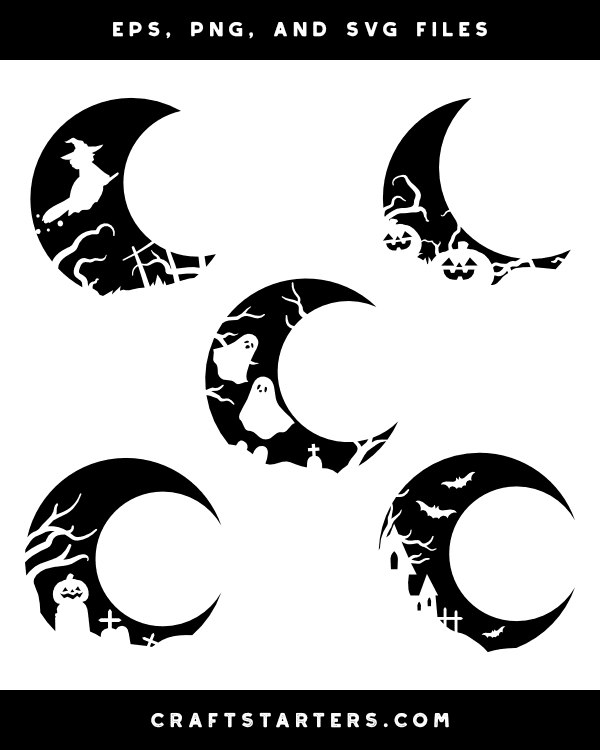 Halloween Crescent Moon Silhouette Clip Art