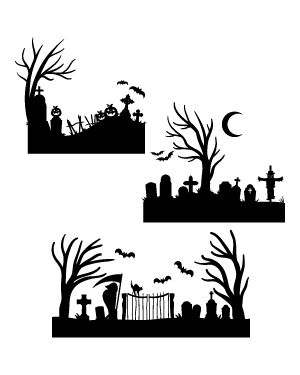Halloween Graveyard Silhouette Clip Art