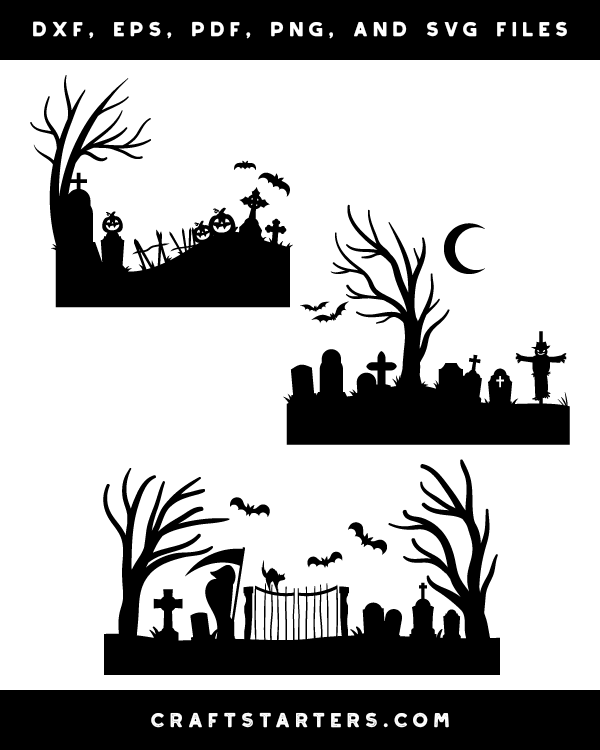 Halloween Graveyard Silhouette Clip Art