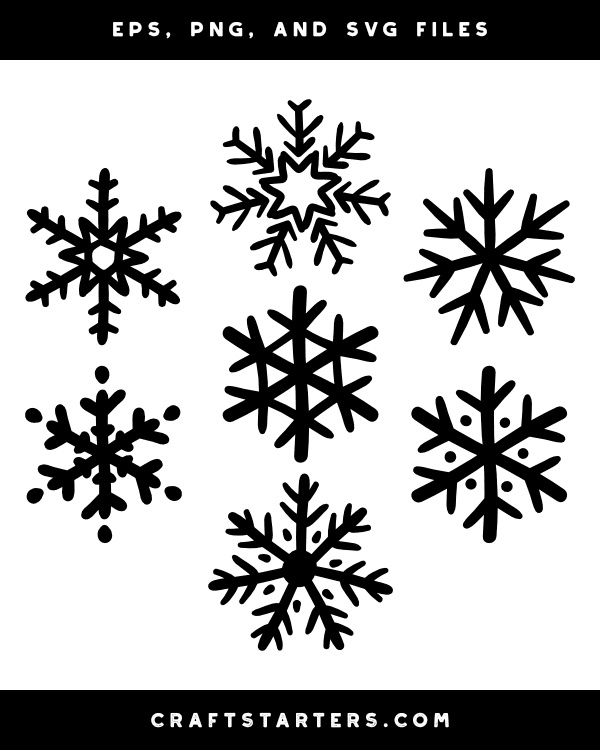 Hand-Drawn Snowflake Silhouette Clip Art