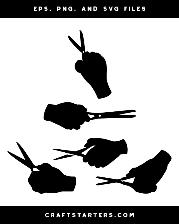 Hand Holding Scissors Silhouette Clip Art