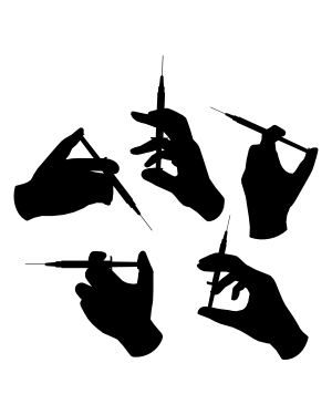 Hand with Syringe Silhouette Clip Art