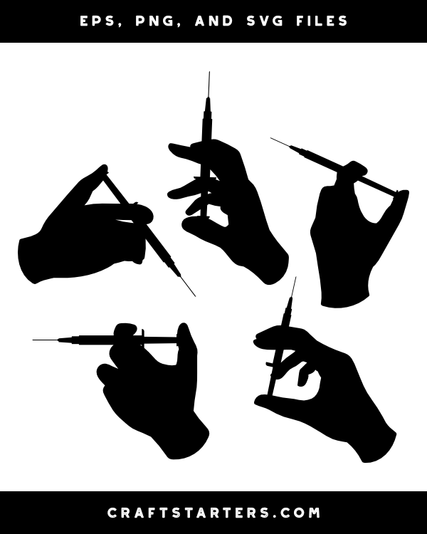 Hand with Syringe Silhouette Clip Art