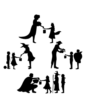 Handing Out Candy Silhouette Clip Art