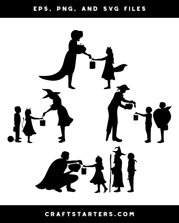 Handing Out Candy Silhouette Clip Art