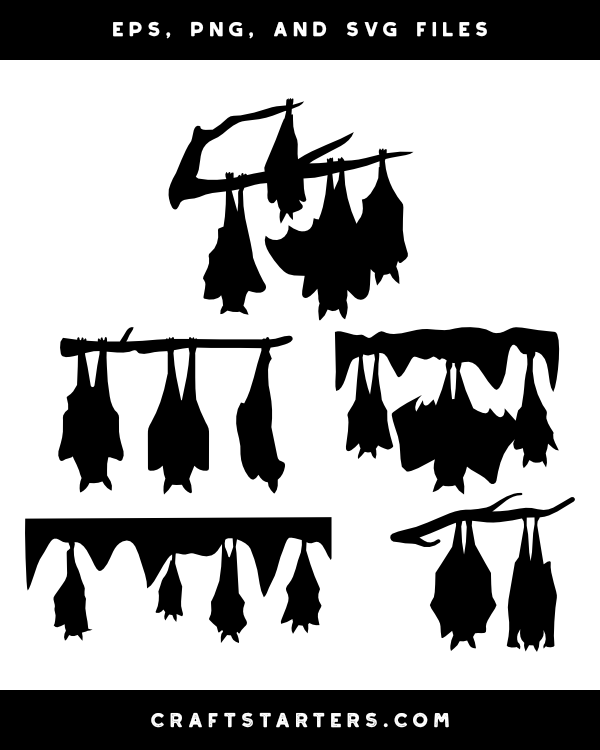 Hanging Bats Silhouette Clip Art