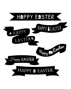 Happy Easter Banner Silhouette Clip Art