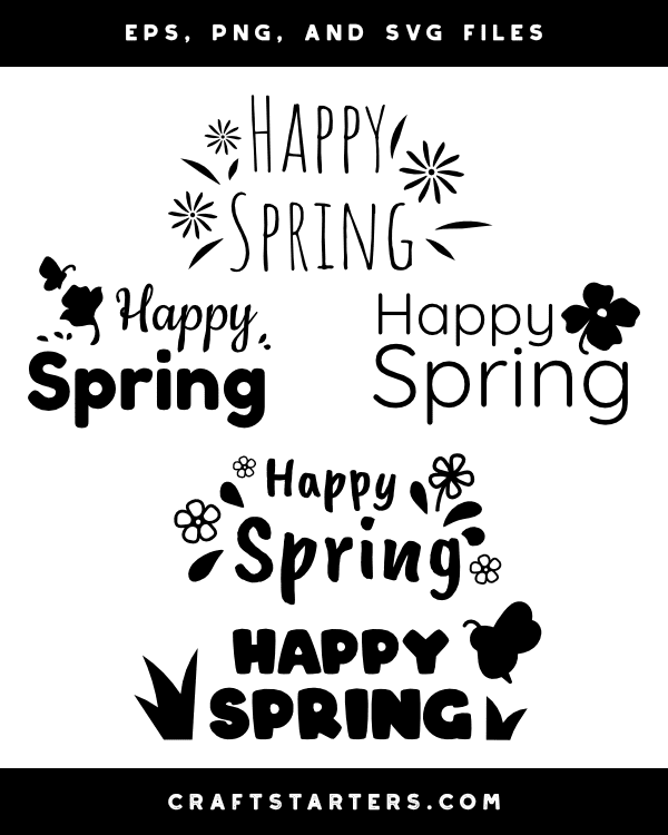 Happy Spring Silhouette Clip Art