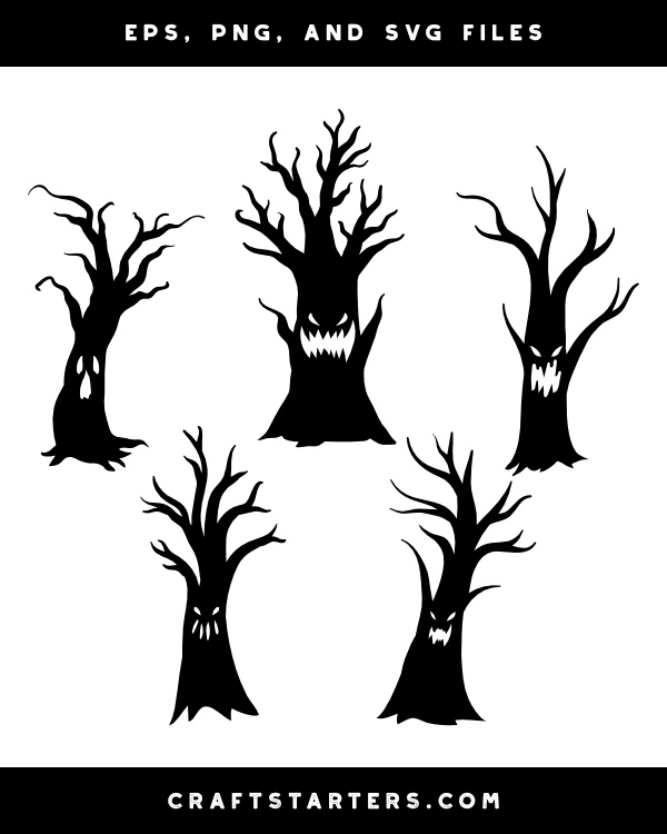 scary tree silhouette clip art