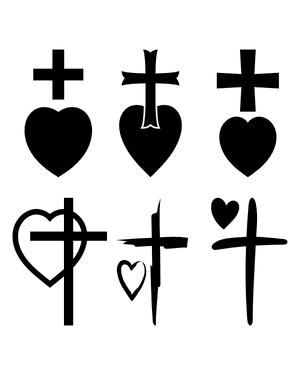 Heart and Cross Silhouette Clip Art