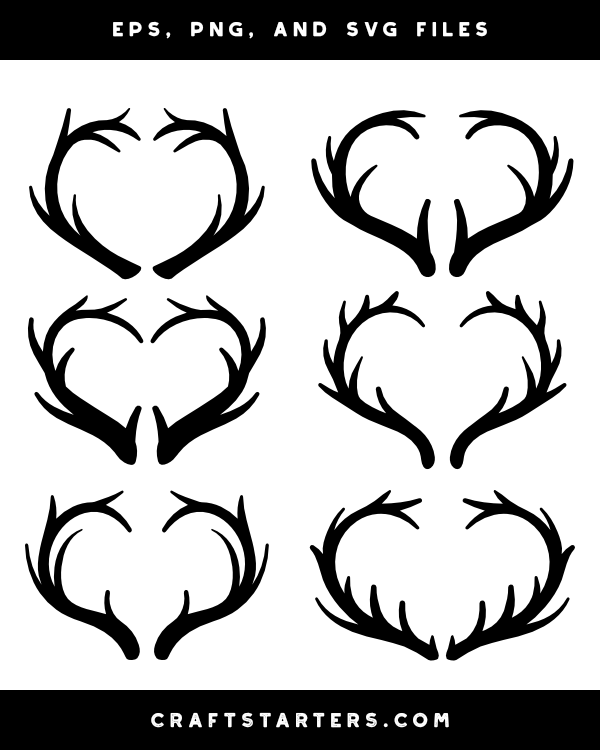 Heart Antlers Silhouette Clip Art