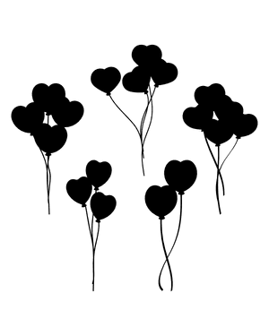 Heart Balloons Silhouette Clip Art