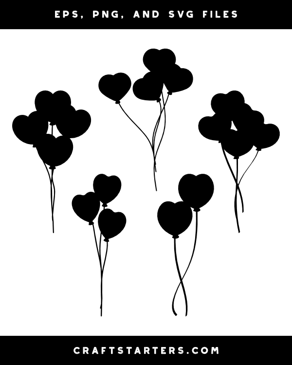 Heart Balloons Silhouette Clip Art