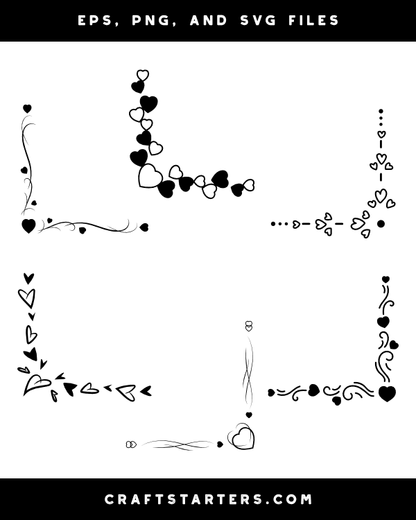 Heart Corner Border Silhouette Clip Art