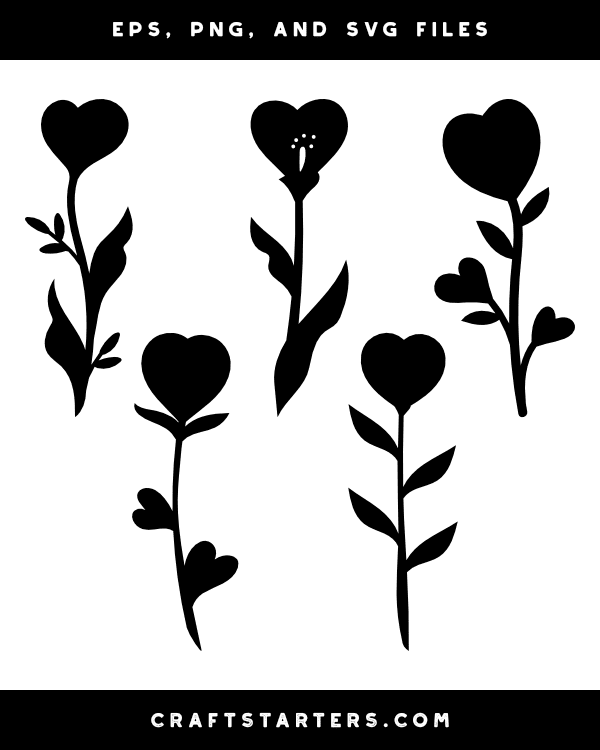 Heart Flower Silhouette Clip Art