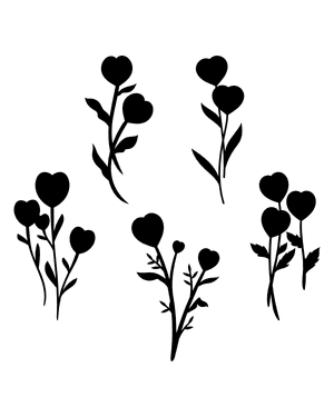 Heart Flowers Silhouette Clip Art