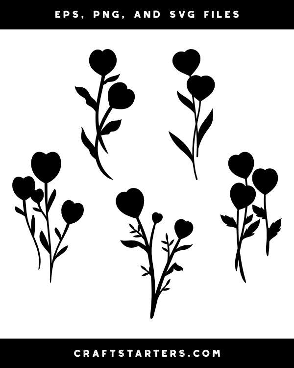 Heart Flowers Silhouette Clip Art