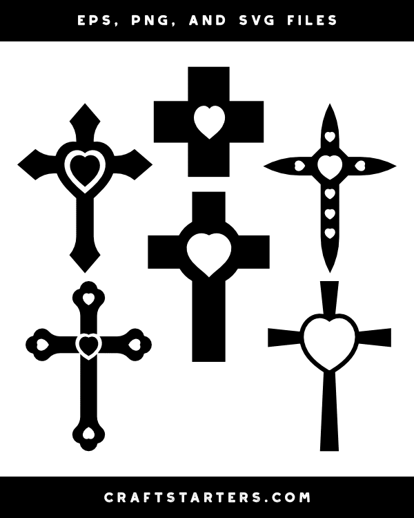 Heart Inside Cross Silhouette Clip Art