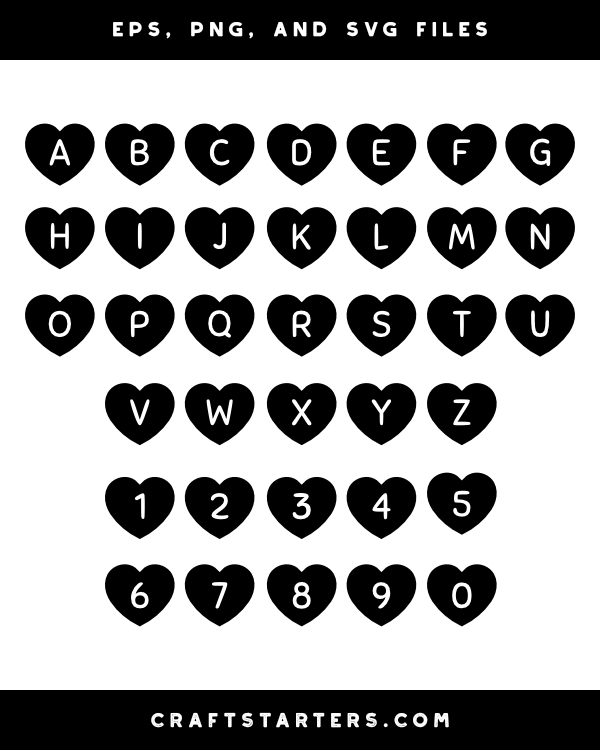 Heart Letter and Number Silhouette Clip Art