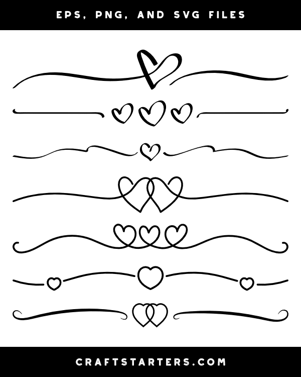 Heart Line Divider Silhouette Clip Art