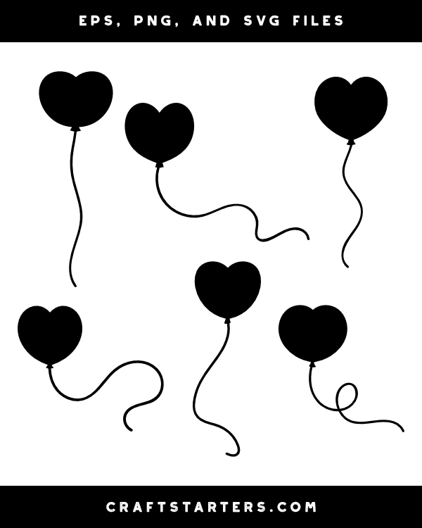 Heart Shaped Balloon Silhouette Clip Art