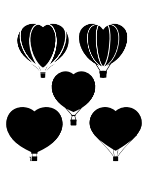 Heart Shaped Hot Air Balloon Silhouette Clip Art
