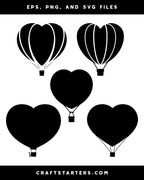 Heart Shaped Hot Air Balloon Silhouette Clip Art