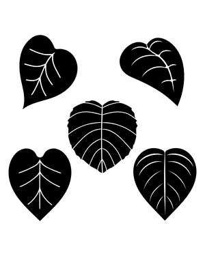 Heart-Shaped Leaf Silhouette Clip Art