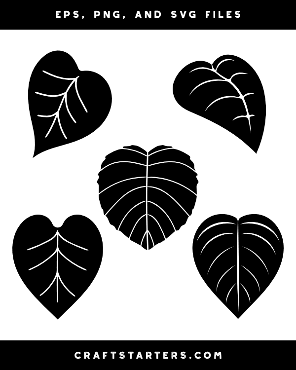 Heart-Shaped Leaf Silhouette Clip Art