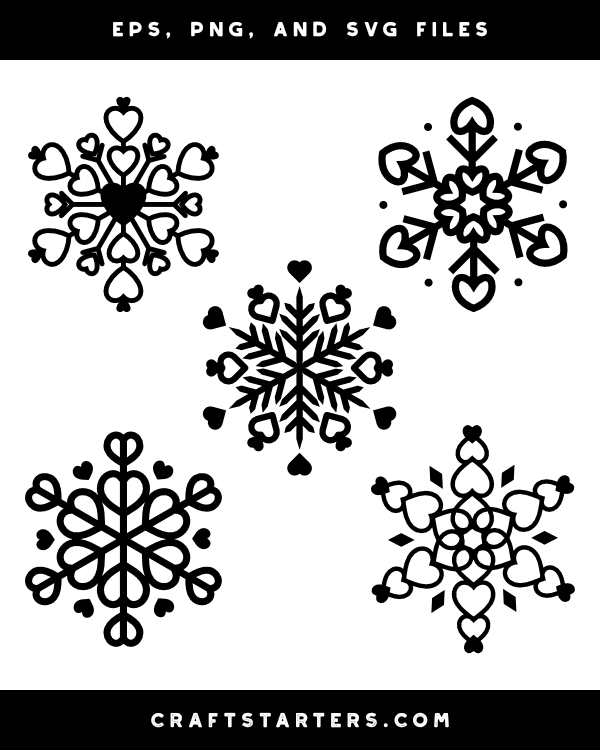 Heart Snowflake Silhouette Clip Art