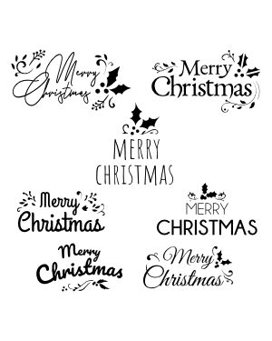 Holly and Ivy Merry Christmas Silhouette Clip Art