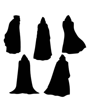 Hooded Cloaked Figure Silhouette Clip Art