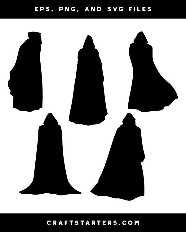 Hooded Cloaked Figure Silhouette Clip Art