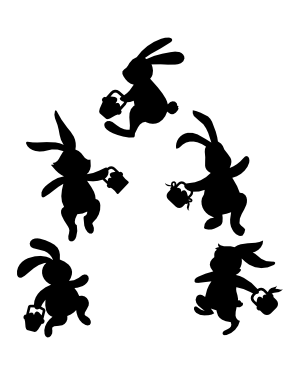 Hopping Easter Bunny Silhouette Clip Art