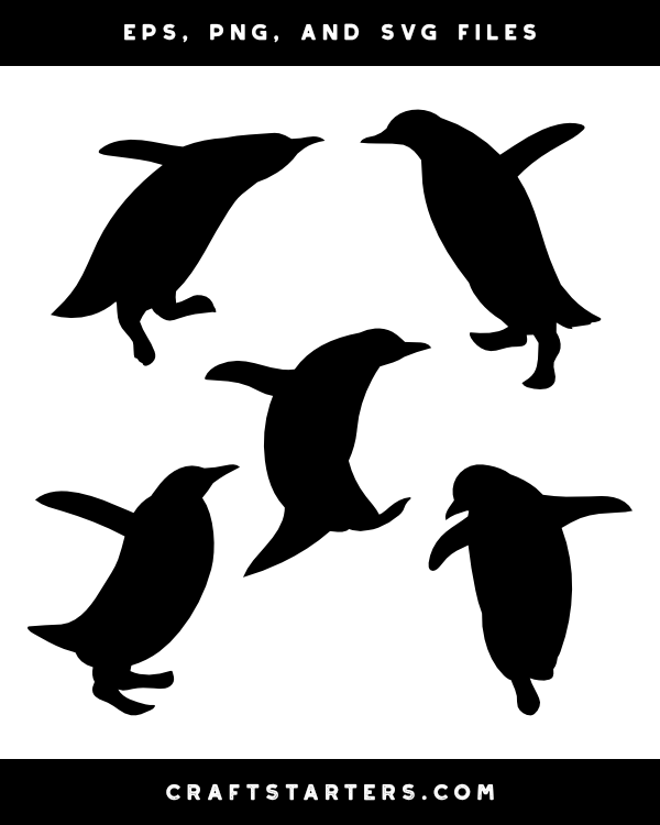 Hopping Penguin Silhouette Clip Art