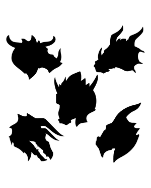 Horned Dragon Head Silhouette Clip Art