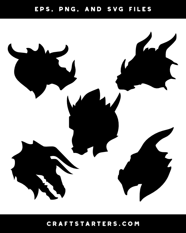 Horned Dragon Head Silhouette Clip Art