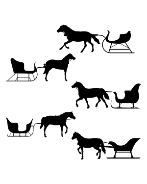 Horse and Sleigh Silhouette Clip Art